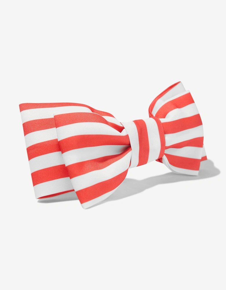 Girls Striped Bow Headband in Red
