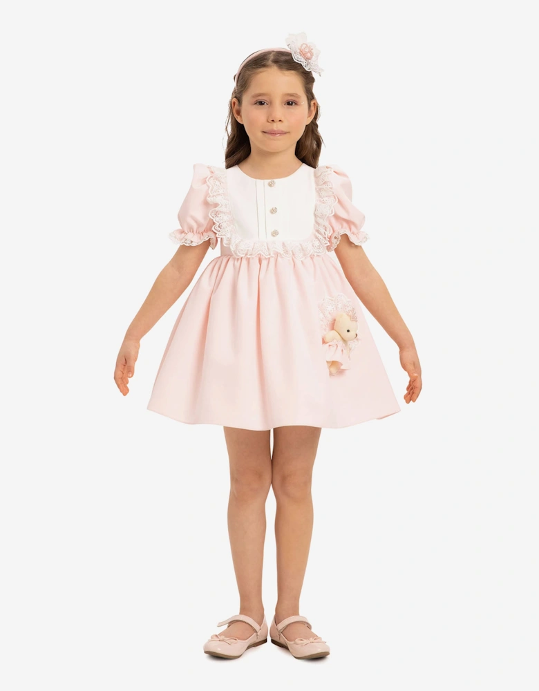 Baby Girls Dress Set with Teddy Bear in Pink