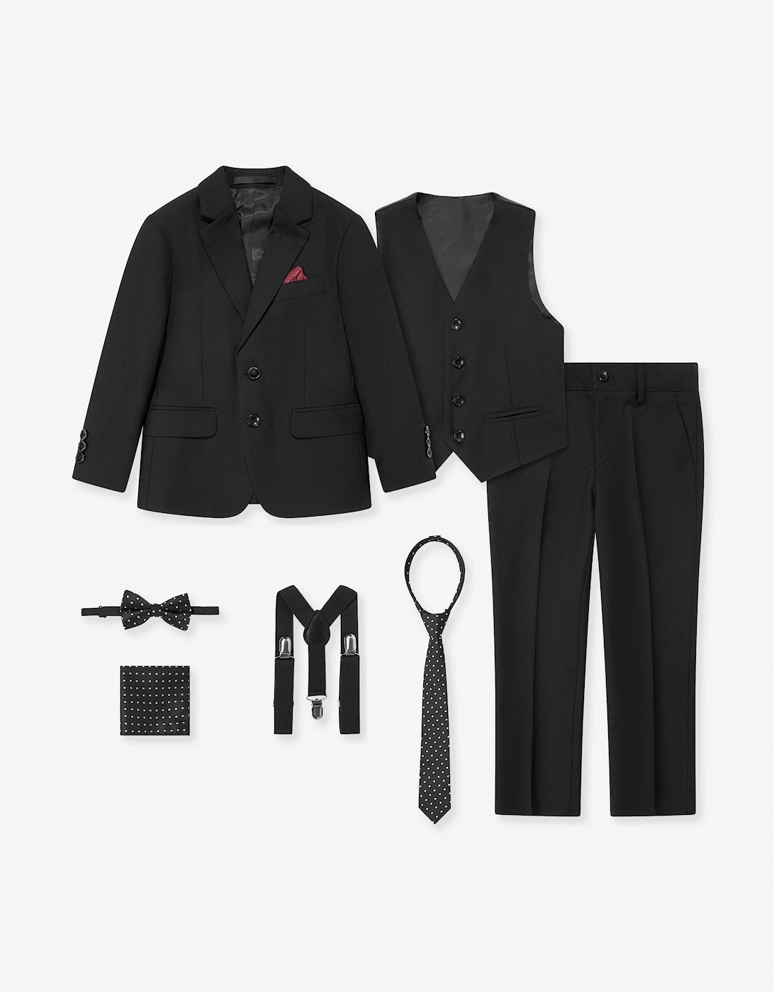 Boys 7 Piece Suit Set in Black, 6 of 5