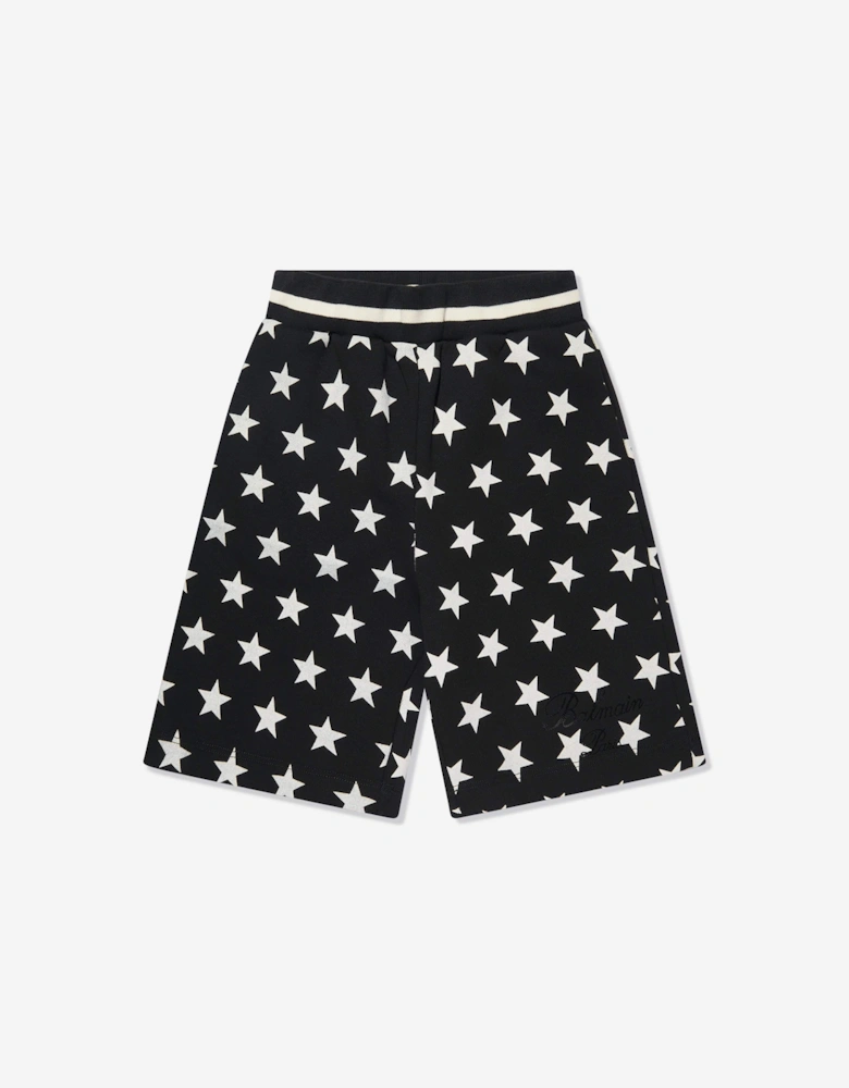 Boys Star Print Jersey Shorts in Black