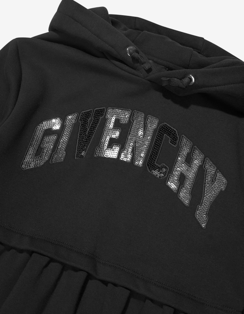 Girls Hooded Logo Dress in Black