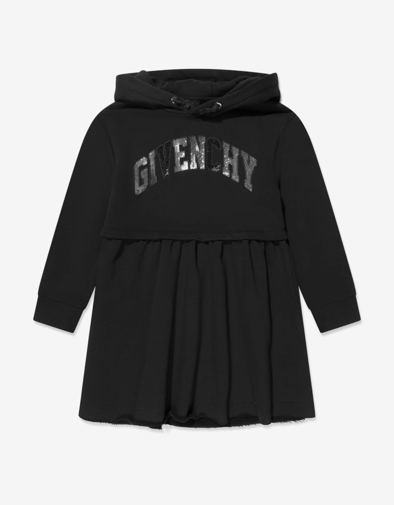 Girls Hooded Logo Dress in Black
