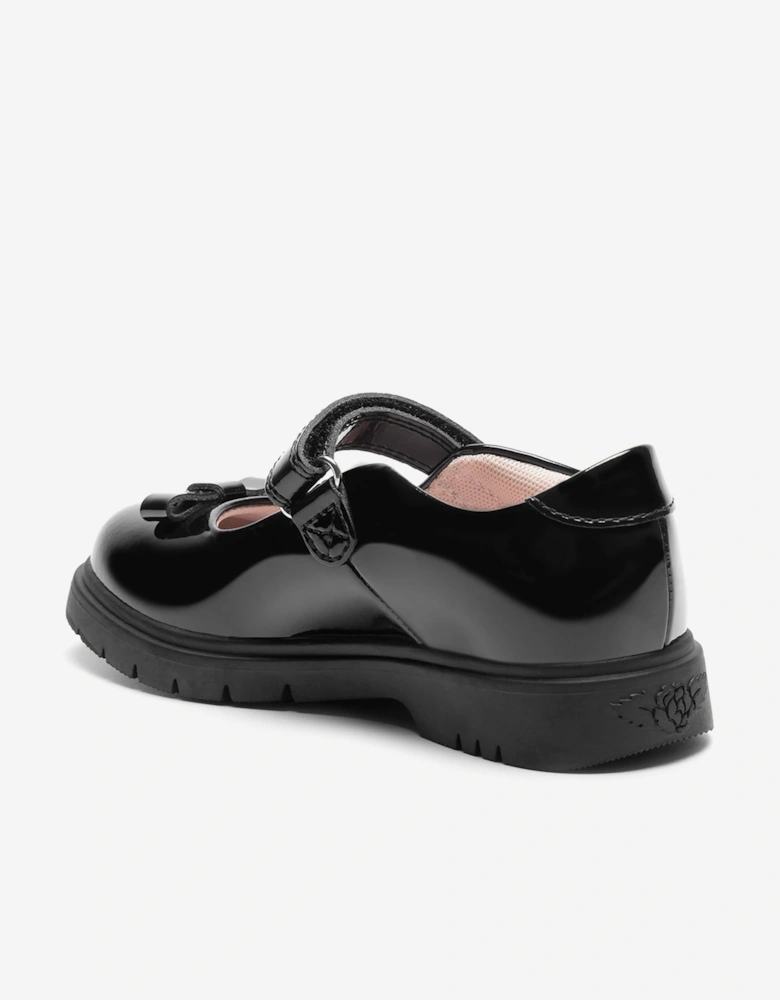 Girls Jolie Patent Bow School Shoes in Black