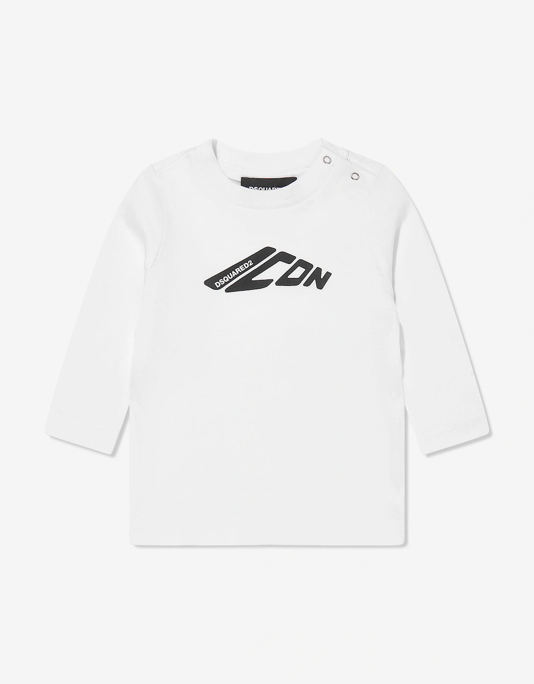 Baby Long Sleeve Icon T-Shirt in White, 5 of 4