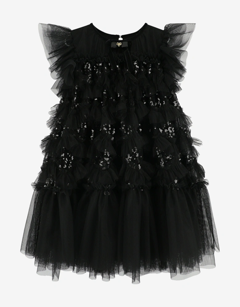 Angels Face Girls Etta Sequin Tulle Dress in Black