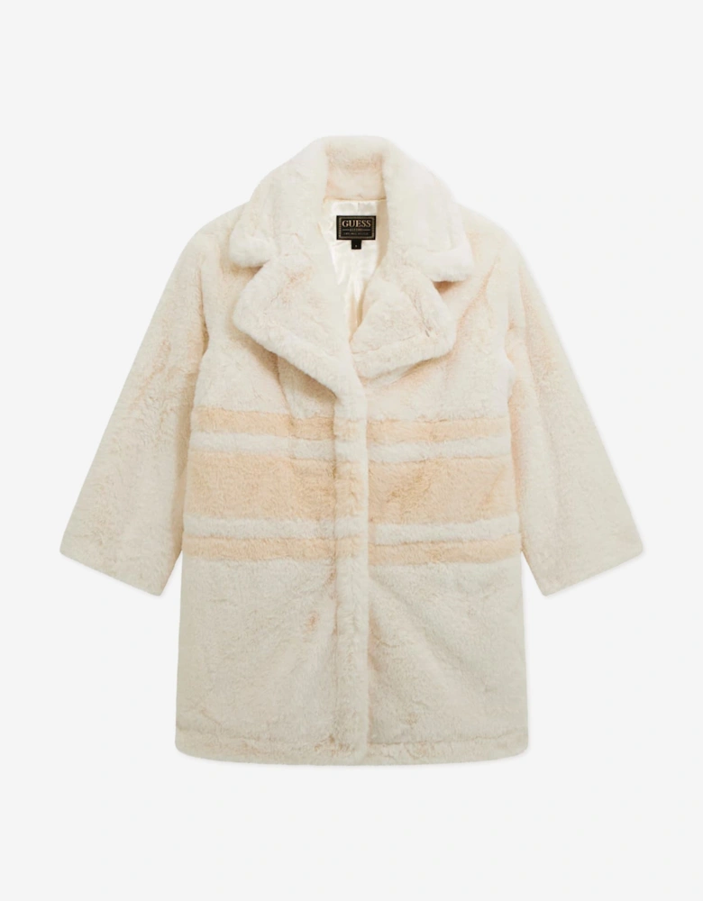 Girls Faux Fur Coat in Ivory