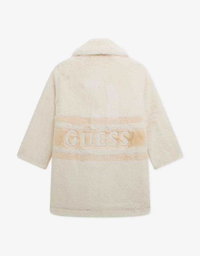 Girls Faux Fur Coat in Ivory