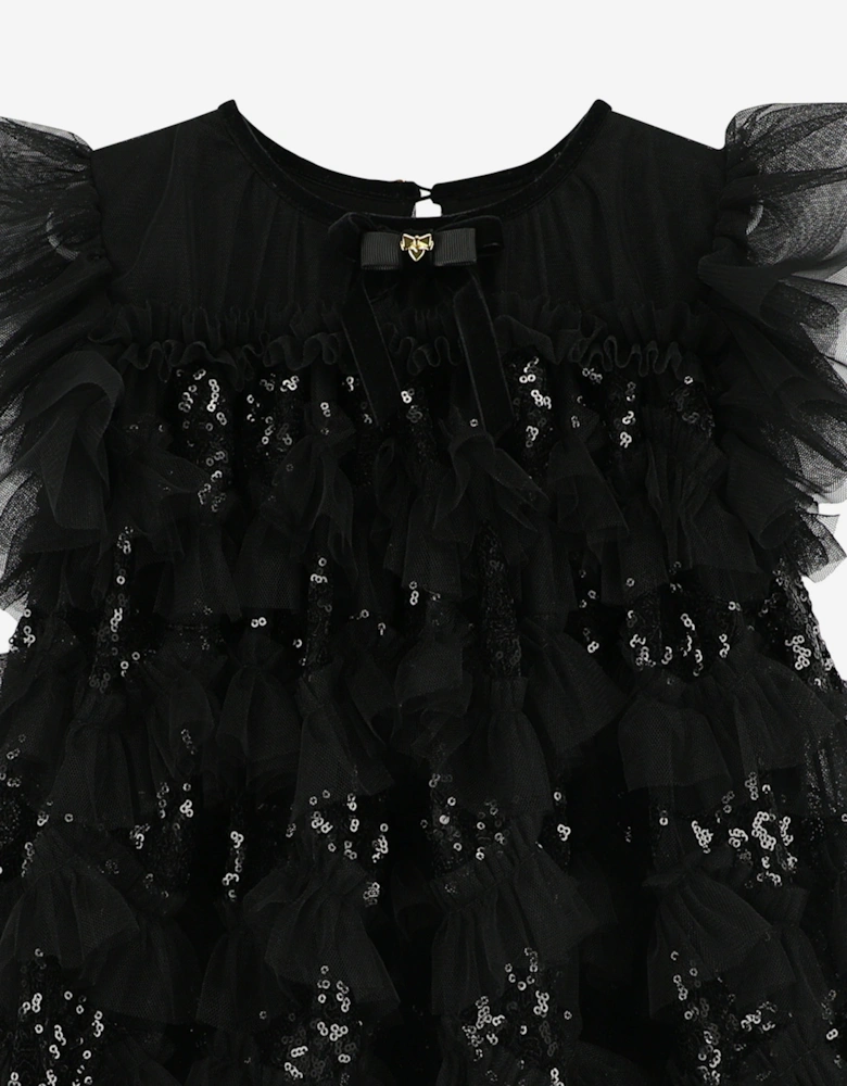 Angels Face Girls Etta Sequin Tulle Dress in Black