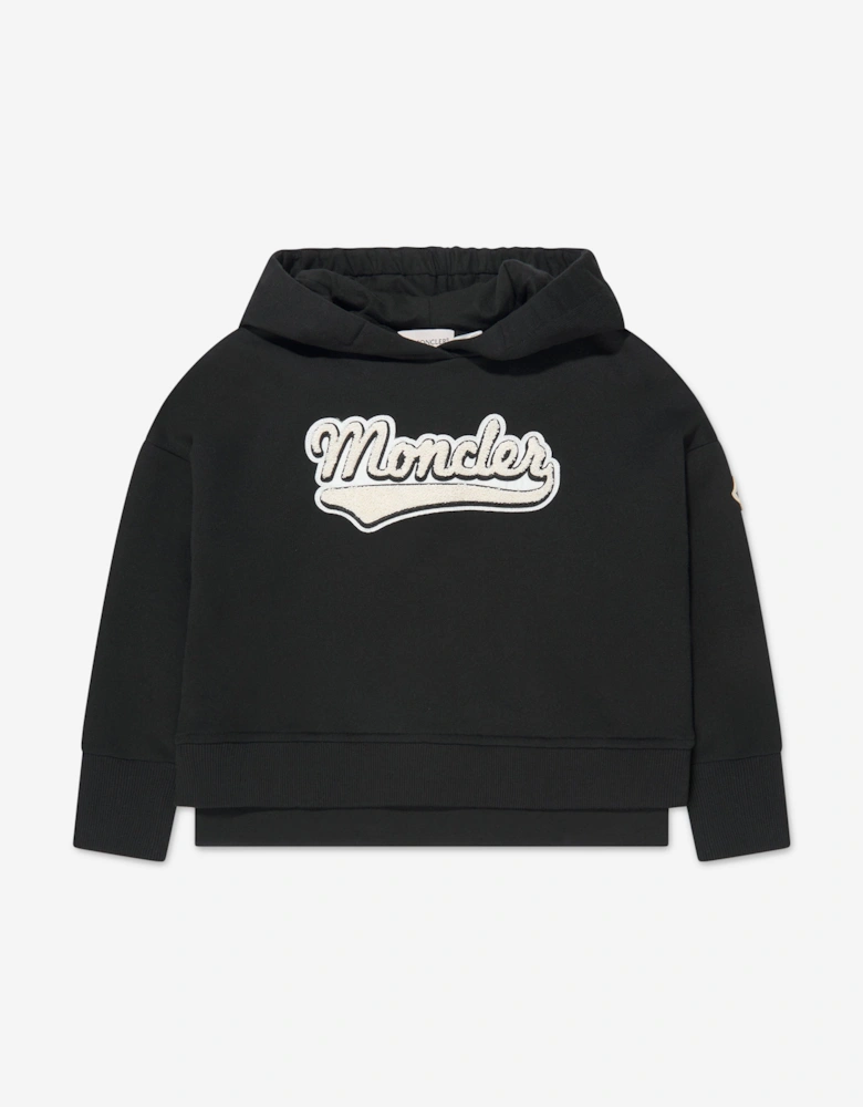 Enfant Girls Logo Print Hoodie in Black
