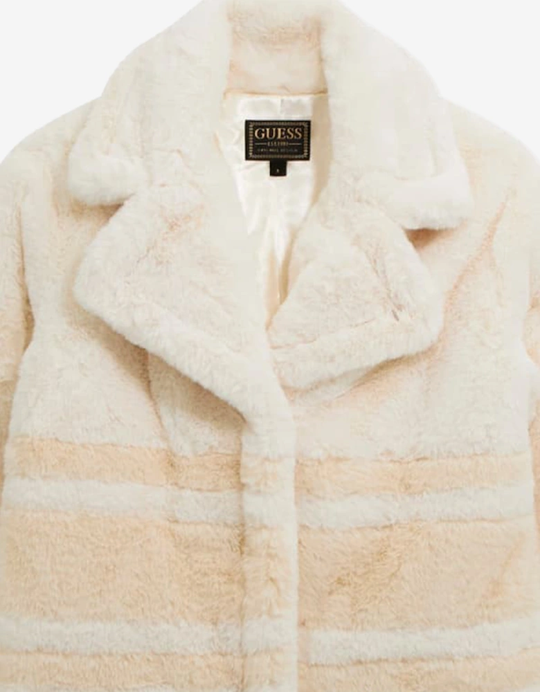 Girls Faux Fur Coat in Ivory