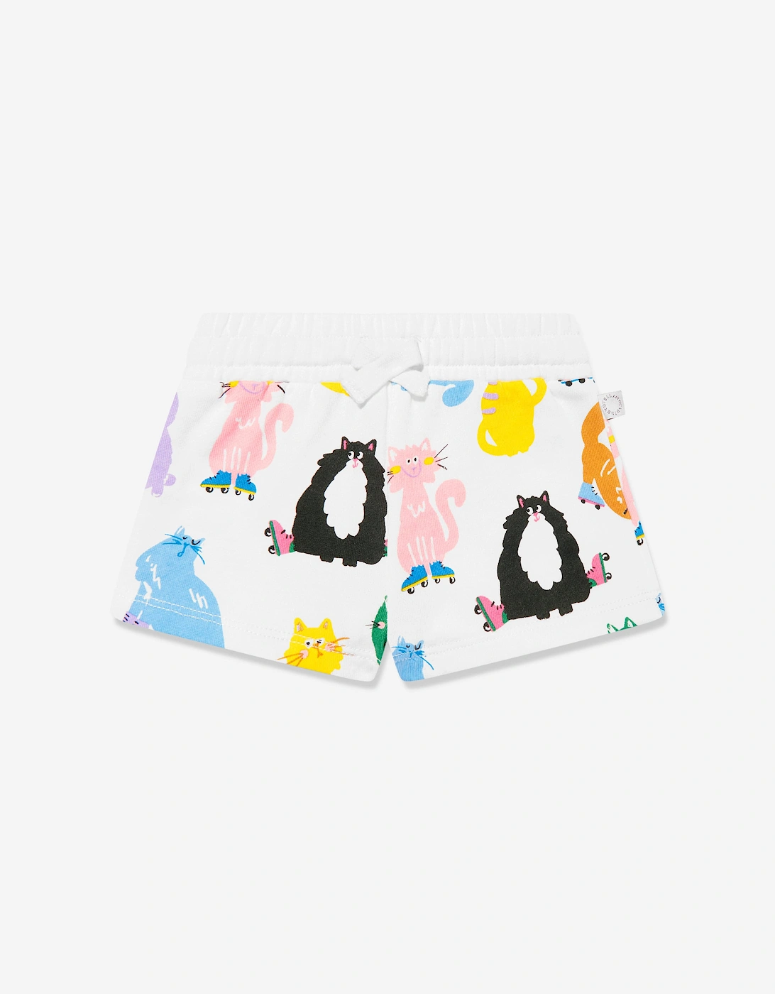 Baby Girls Cat Print Jersey Shorts in Ivory, 5 of 4
