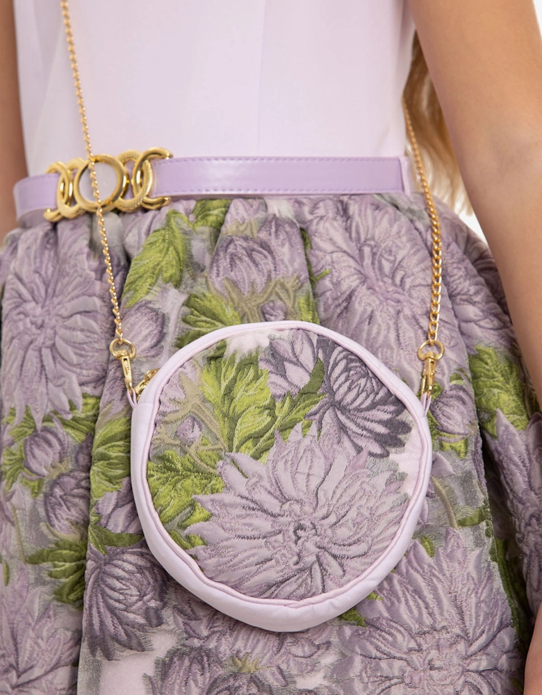 Girls Jacquard Dress with Bag in Purple
