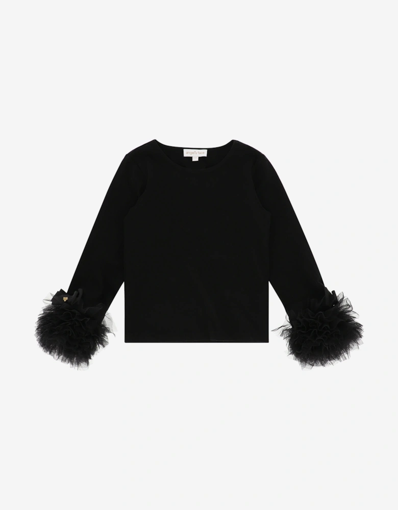 Angels Face Girls Dua Tulle Cuff Top in Black