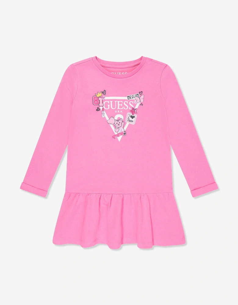 Girls Logo Jersey Dress in Pink