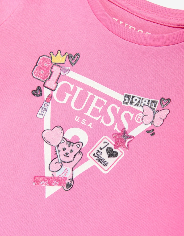Girls Logo Jersey Dress in Pink