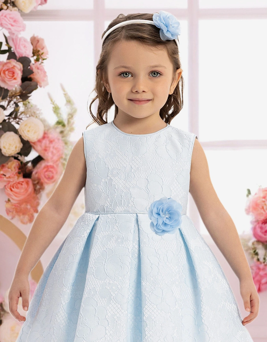 Baby Girls Flower Dress in Blue