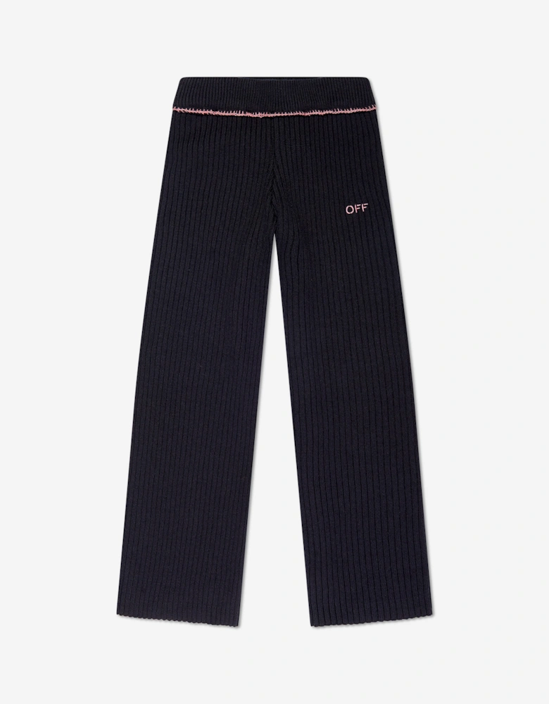 Girls Off Stamp Clear Rib Pants in Black