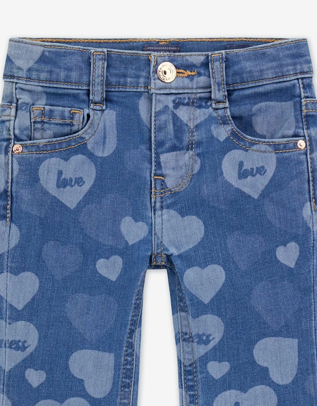 Girls Denim Flared Heart Jeans in Blue