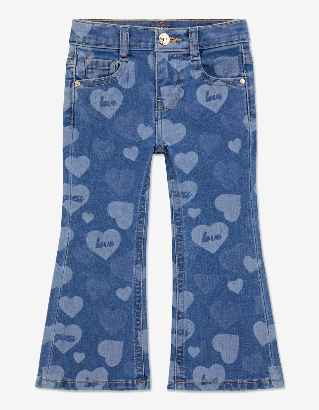 Girls Denim Flared Heart Jeans in Blue, 4 of 3