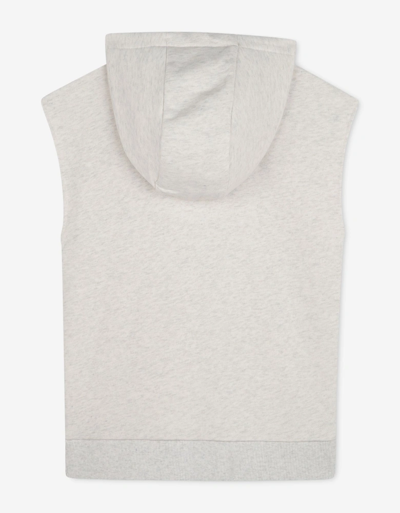 Boys Belt Bag Print Sleeveless Hoodie in Beige