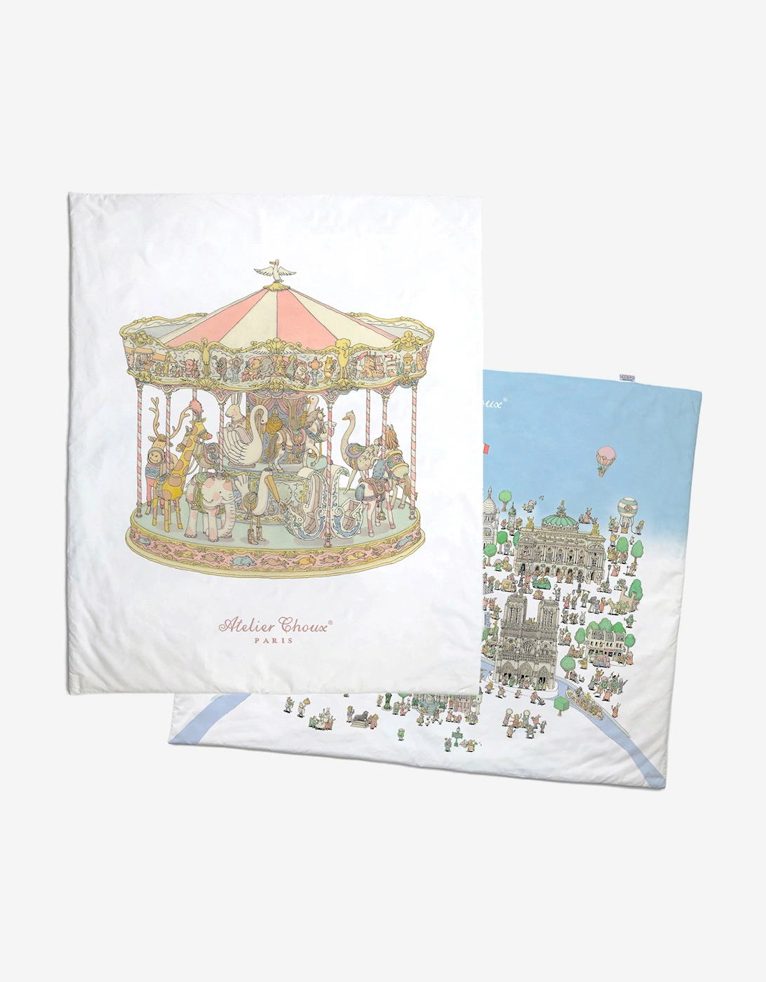 Atelier Choux Girls Multi 'S Baby Reversible Paris / Carousel Quilt In Colour (130Cm) - Size: One Size, Kids