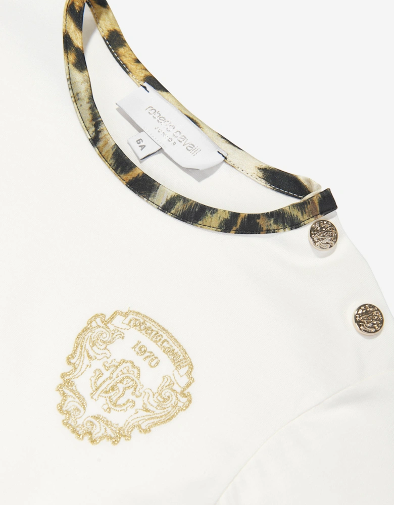 Girls Silk and Jersey Jaguar in White