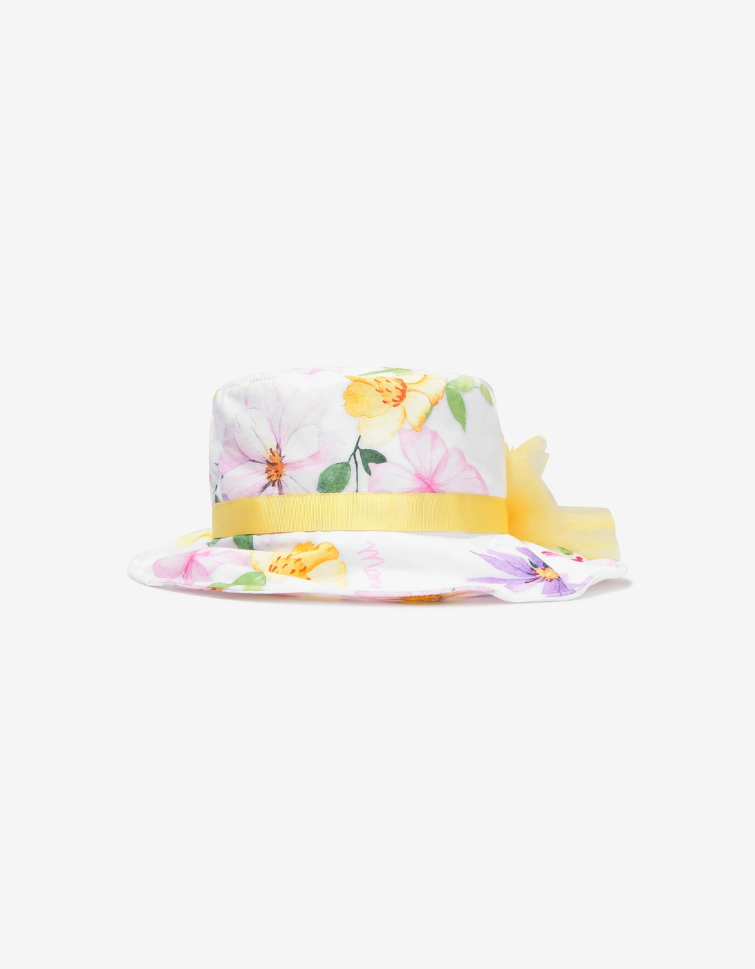 Girls Floral Print Hat in White