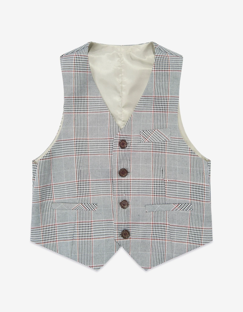 Boys Checked 3 Piece Suit Set in Grey