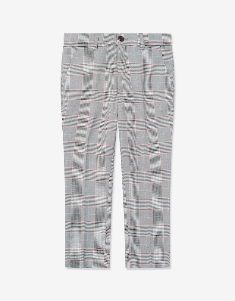 Boys Checked 3 Piece Suit Set in Grey