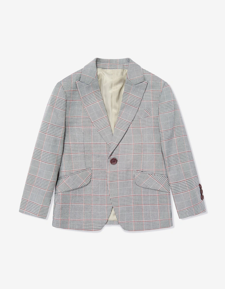 Boys Checked 3 Piece Suit Set in Grey