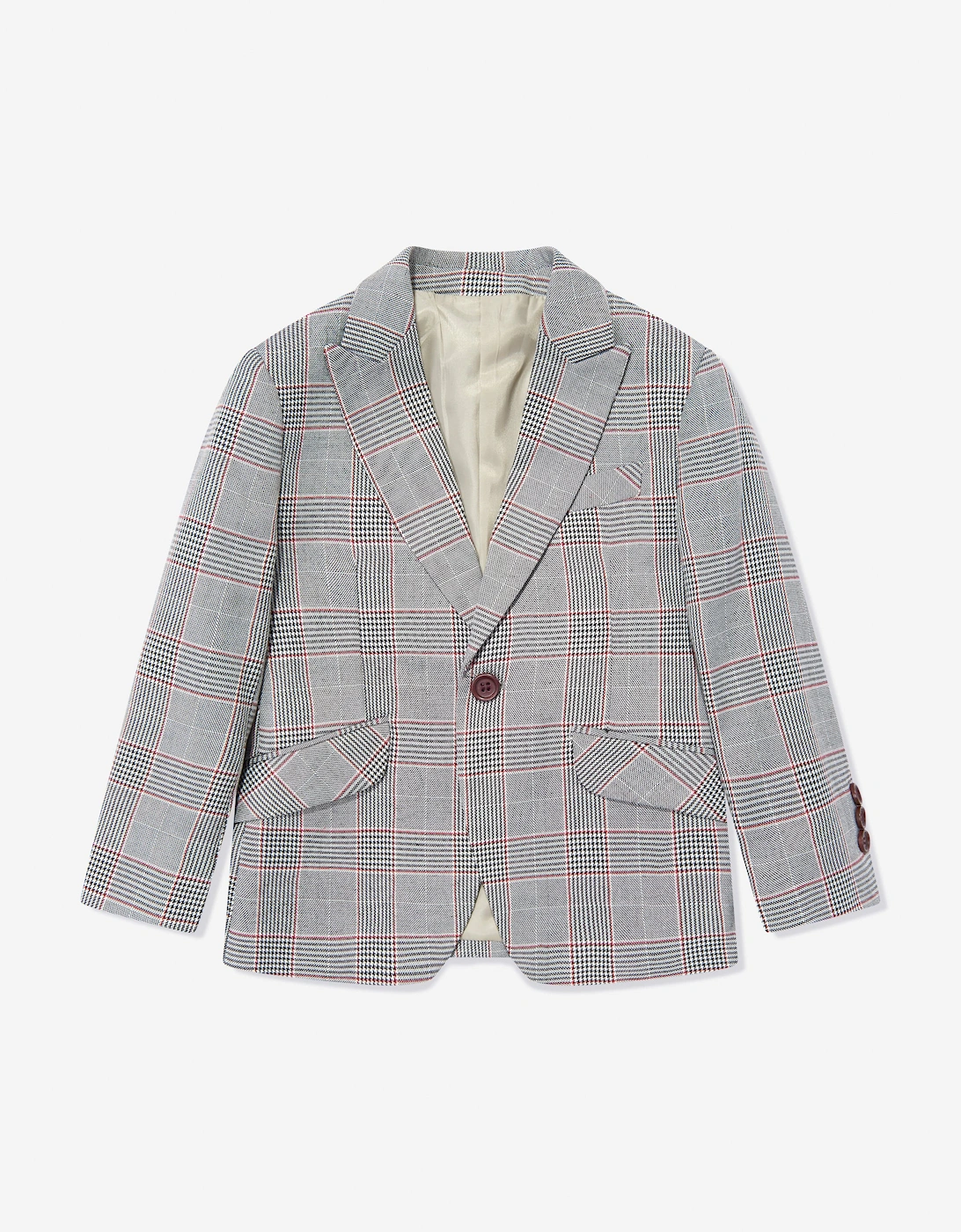 Boys Checked 3 Piece Suit Set in Grey