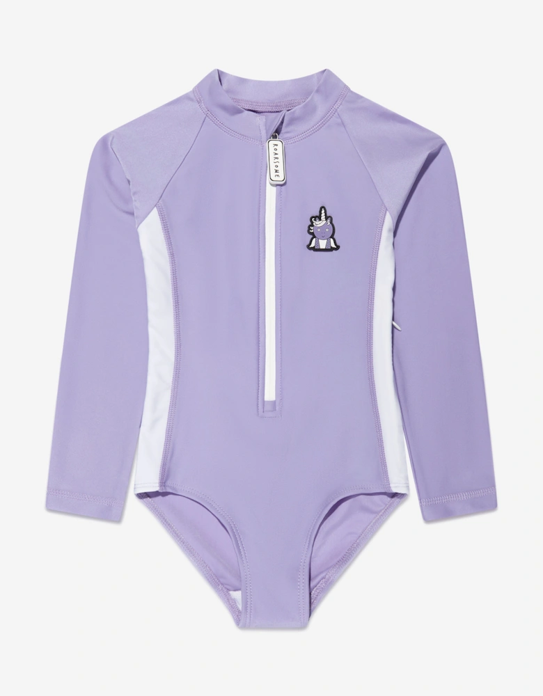 Girls Sparkle Unicorn Swimsuit in Purple