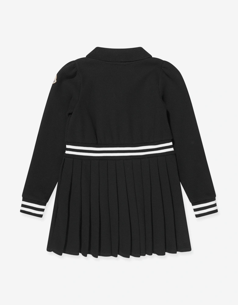 Enfant Girls Half Zip Pleated Dress in Black