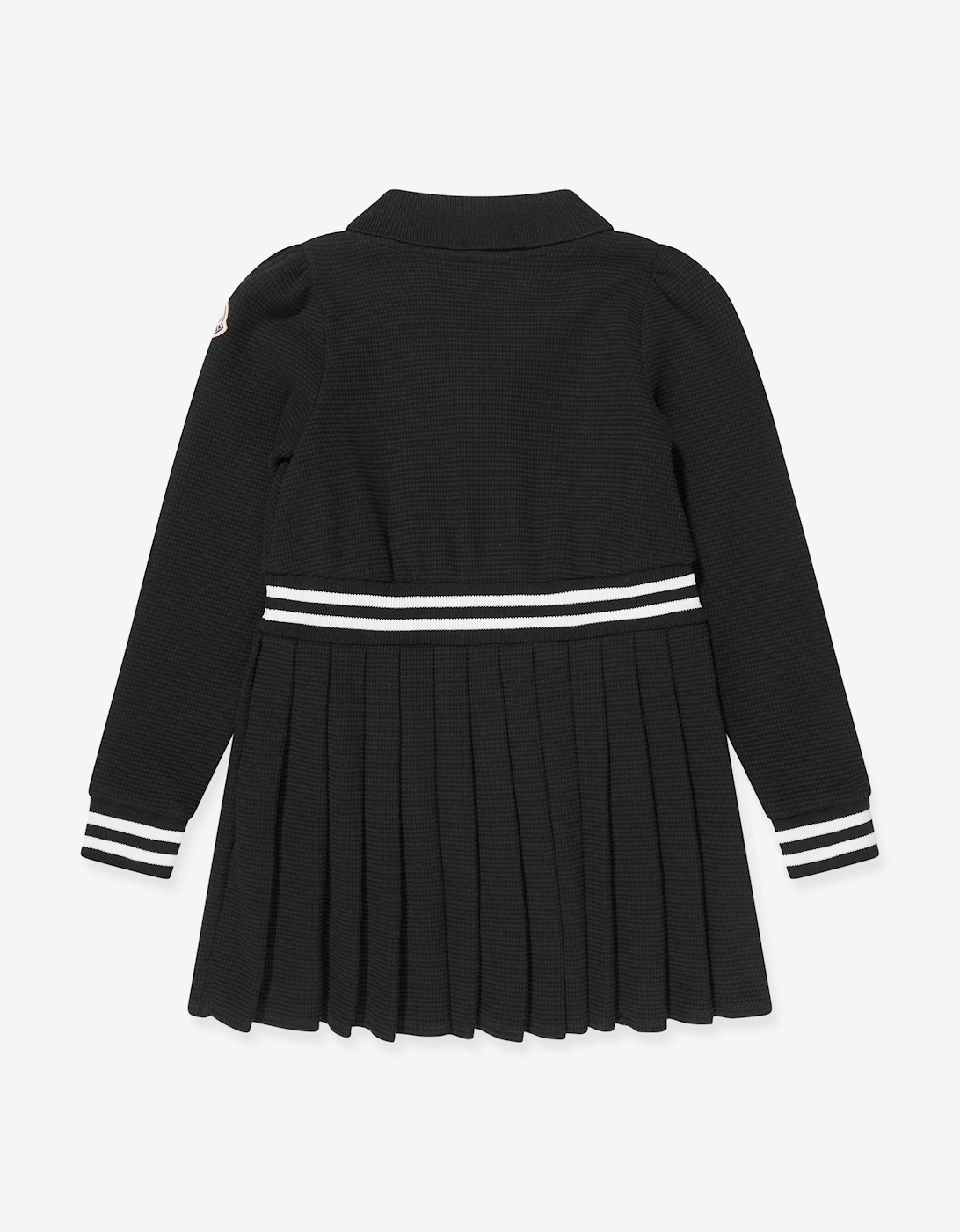 Enfant Girls Half Zip Pleated Dress in Black