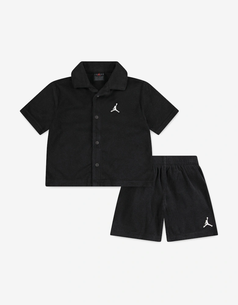 Boys Terry Cloth Camp Short Set in Black