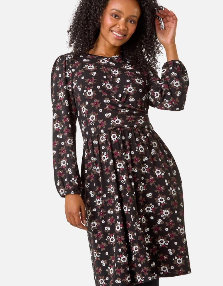 Petite Floral Twist Detail Short Dress
