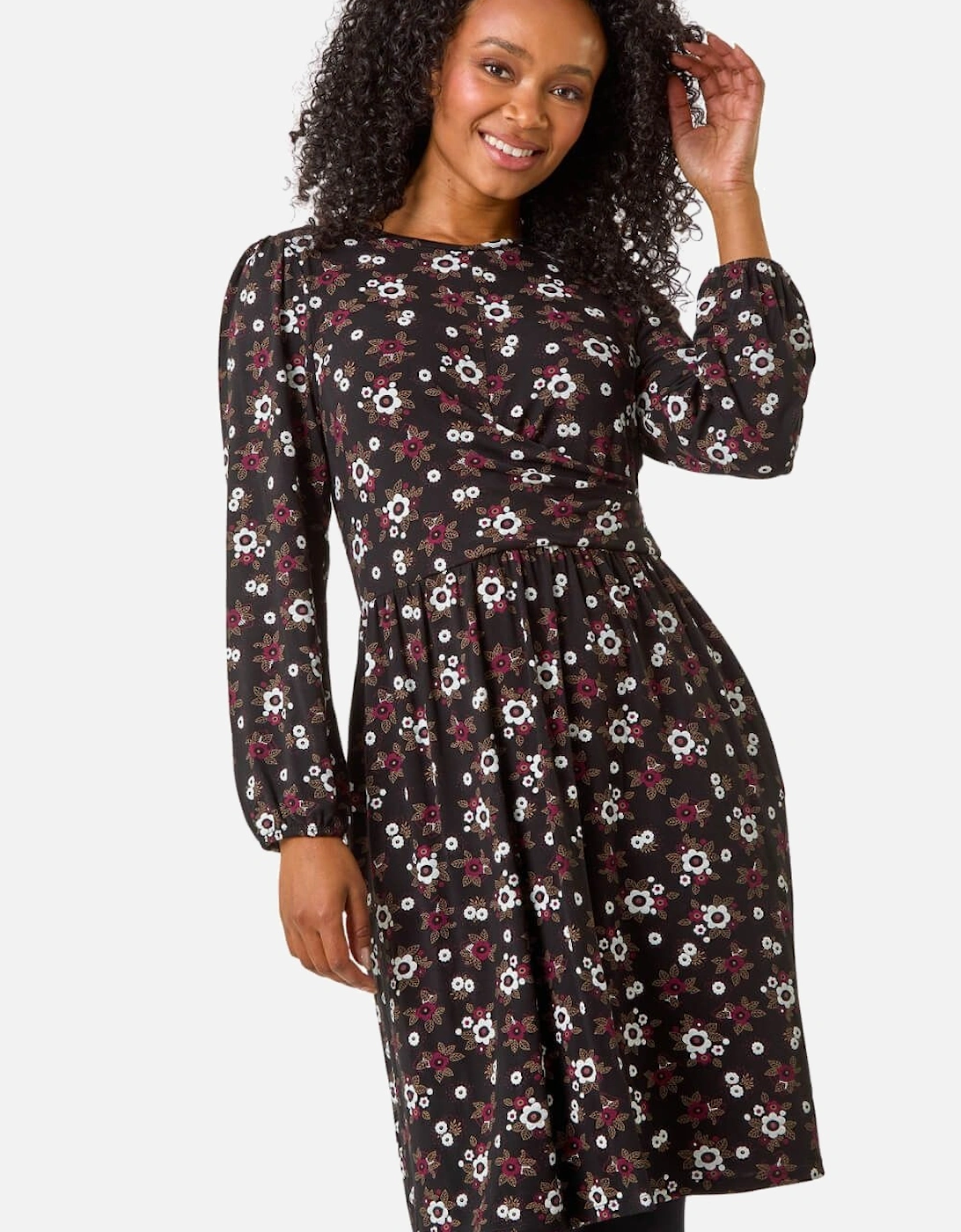 Petite Floral Twist Detail Short Dress, 2 of 1