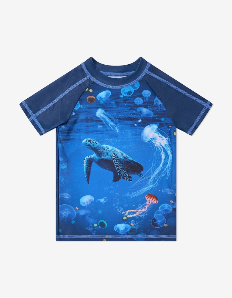 Boys Turtle Rash Guard in Blue (UPF50+)