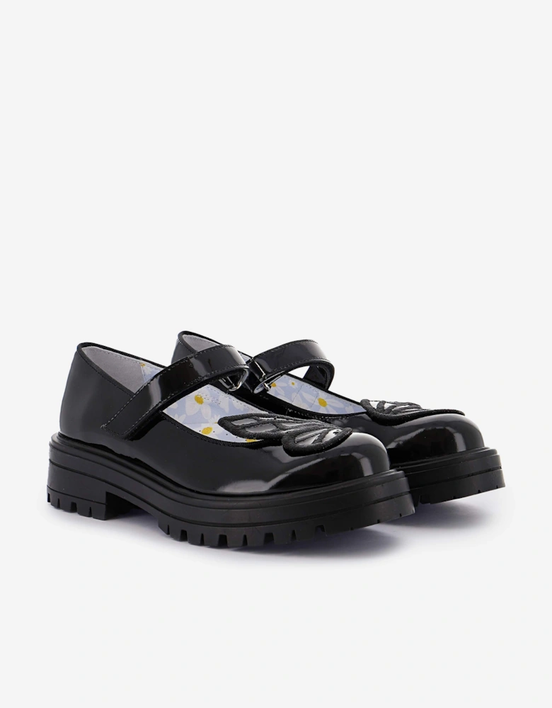 Girls Butterfly Mary Jane Flat in Black
