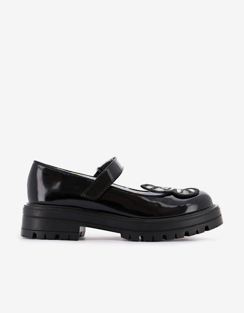 Girls Butterfly Mary Jane Flat in Black