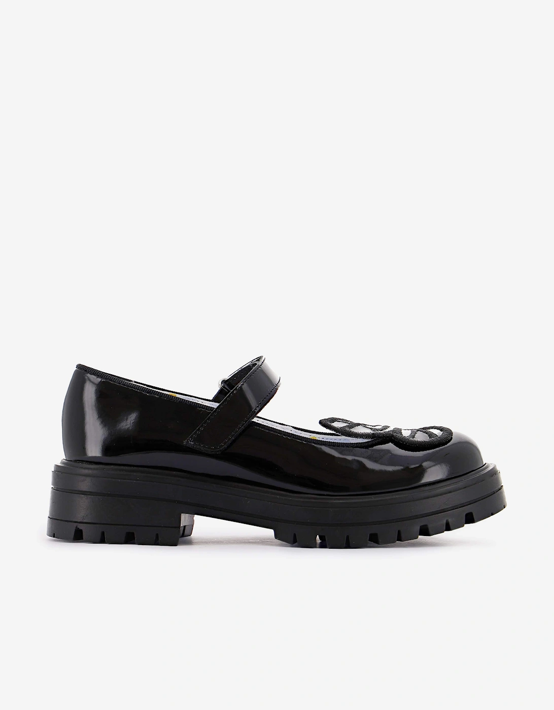 Girls Butterfly Mary Jane Flat in Black, 5 of 4