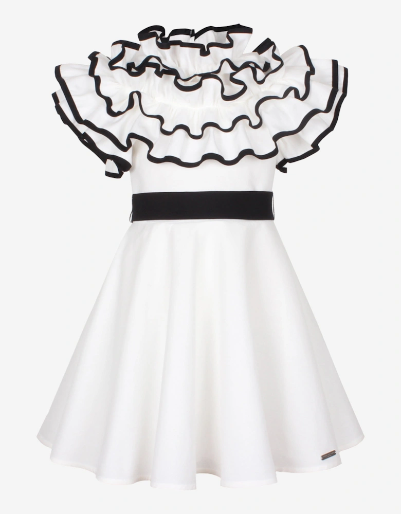 Girls Frilly Glamour Dress in White
