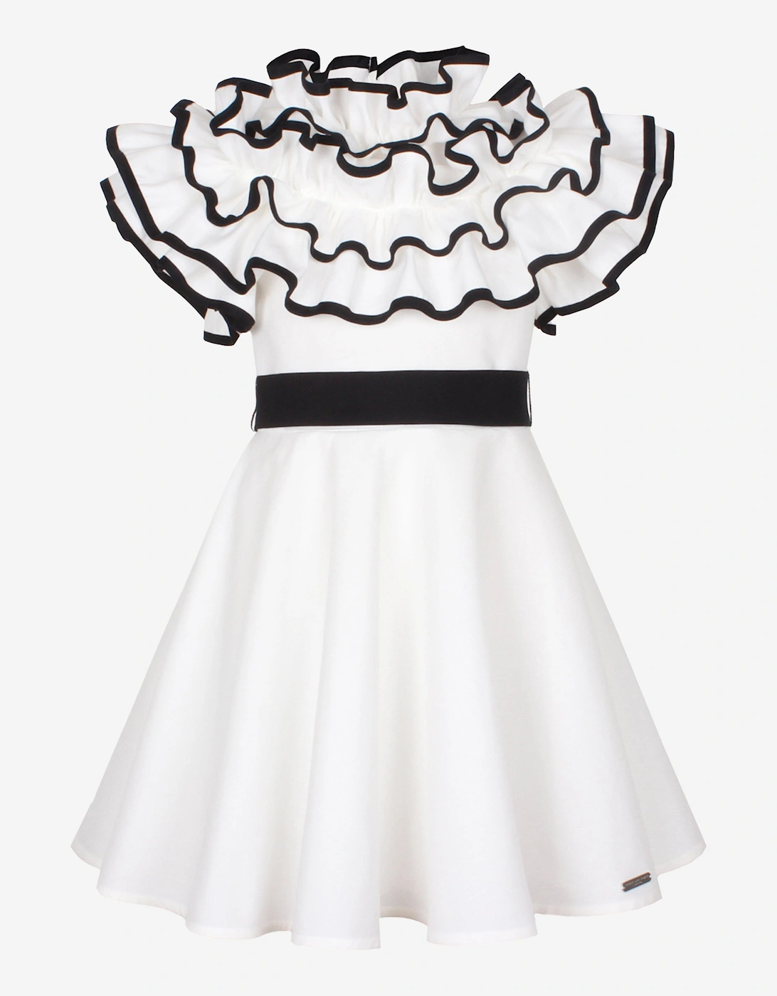 Girls Frilly Glamour Dress in White, 5 of 4