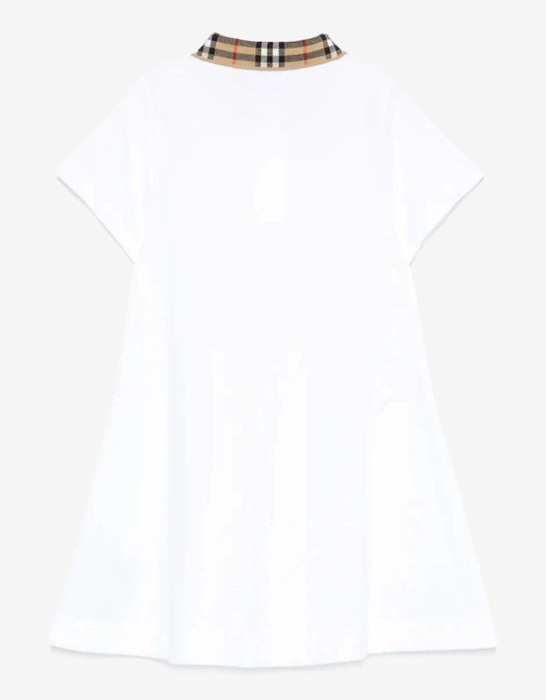 Girls Check Collar Astrid Dress in White