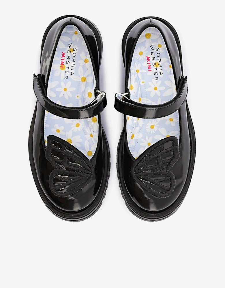 Girls Butterfly Mary Jane Flat in Black