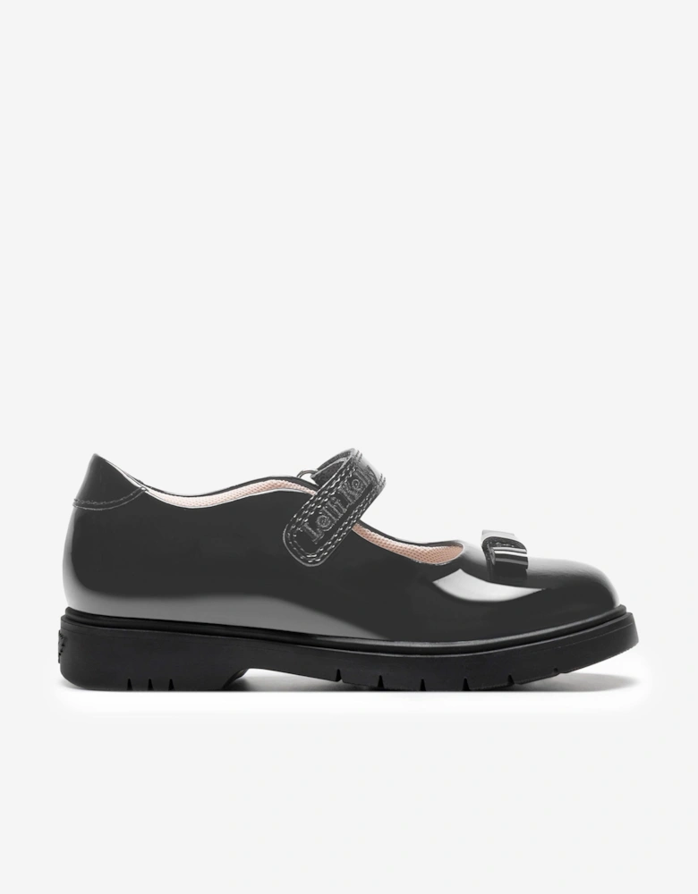 Girls Jolie Patent Bow School Shoes in Grey