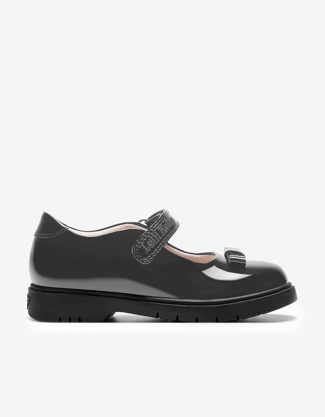 Girls Jolie Patent Bow School Shoes in Grey