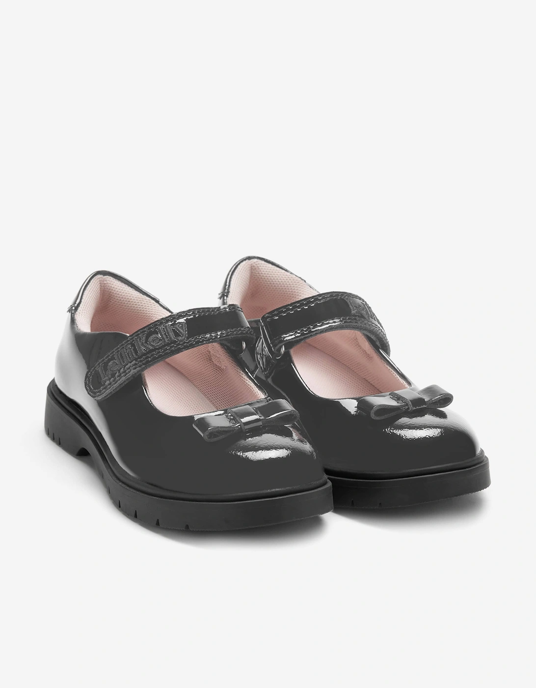 Girls Jolie Patent Bow School Shoes in Grey