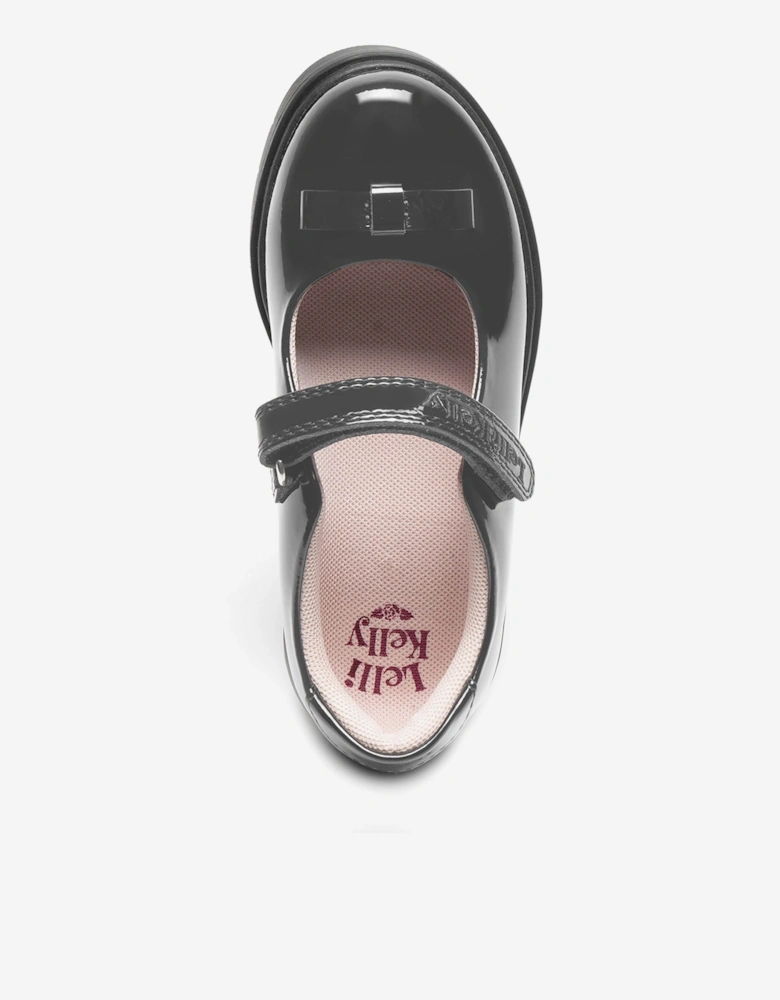 Girls Jolie Patent Bow School Shoes in Grey