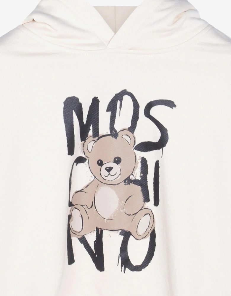 Kids Teddy Bear Logo Hoodie in Ivory